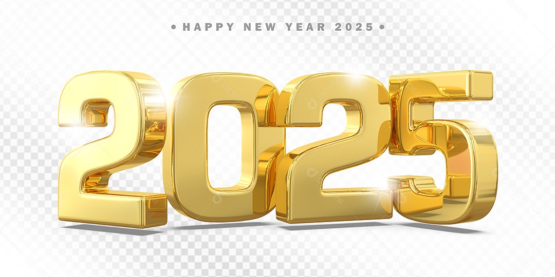 Elemento 3D Número 2025 Amarelo Para Composição PSD