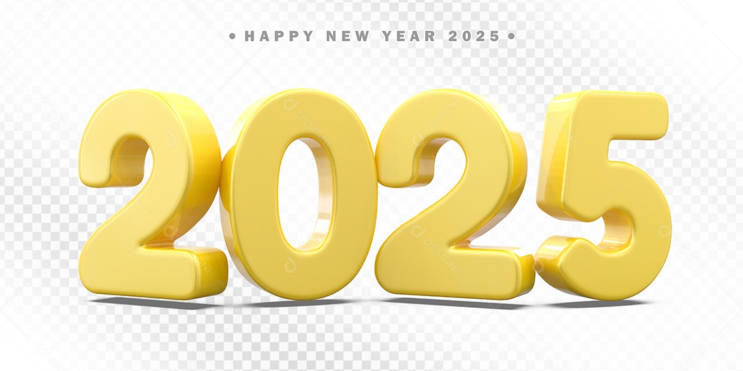 Elemento 3D Número 2025 Amarelo Para Composição PSD