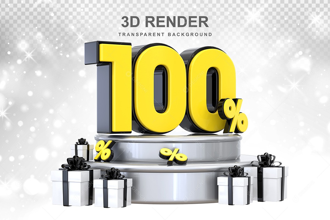 Número 3D 100% Preto e Amarelo Elemento Para Composição PSD