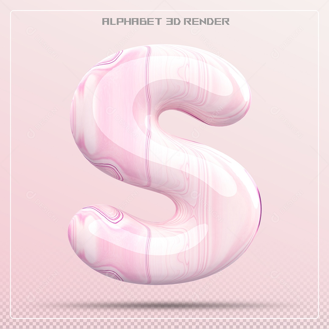 Letra S Maiúscula Rosa Claro Com Corações Elemento 3D Para Composição PSD