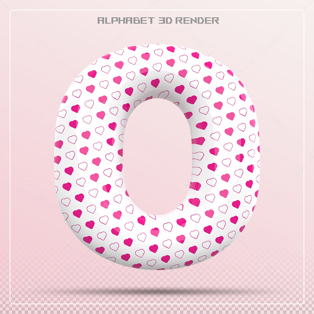 Letra O Maiúscula Com Pequenos Corações Elemento 3D Para Composição PSD