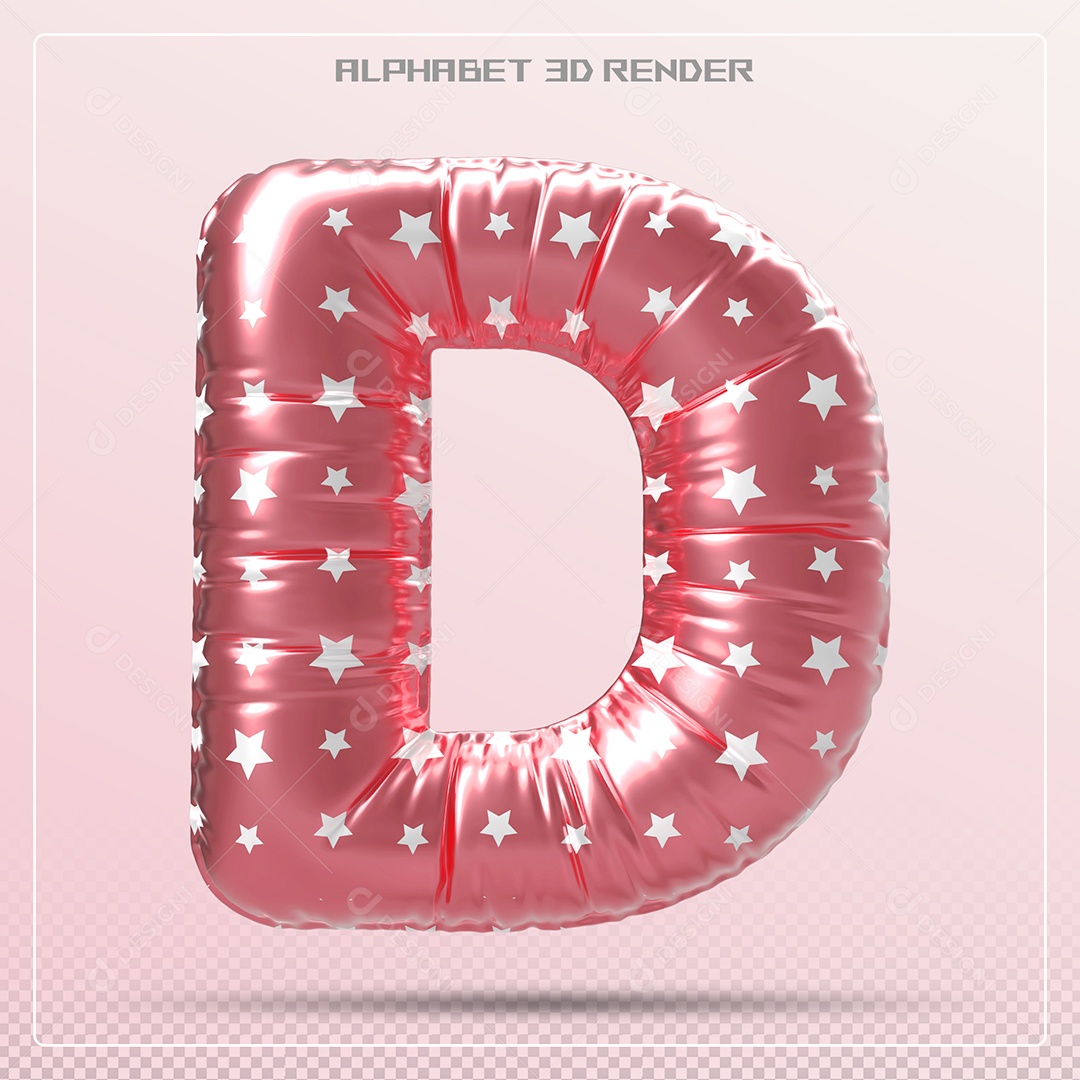 Balão Vermelho Letra D Maiúscula Elemento 3D Para Composição PSD