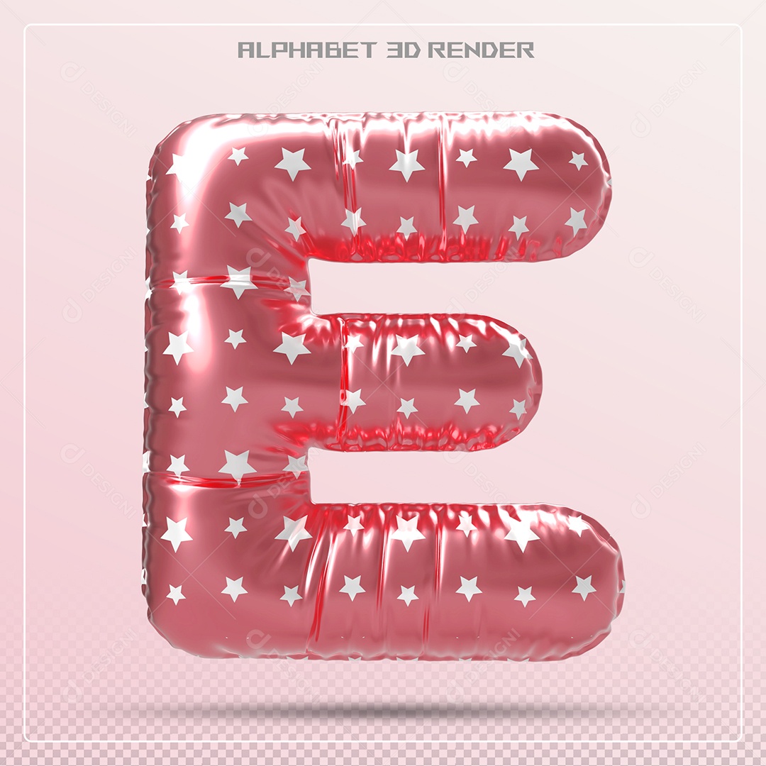 Balão Vermelho Letra E Maiúscula Elemento 3D Para Composição PSD