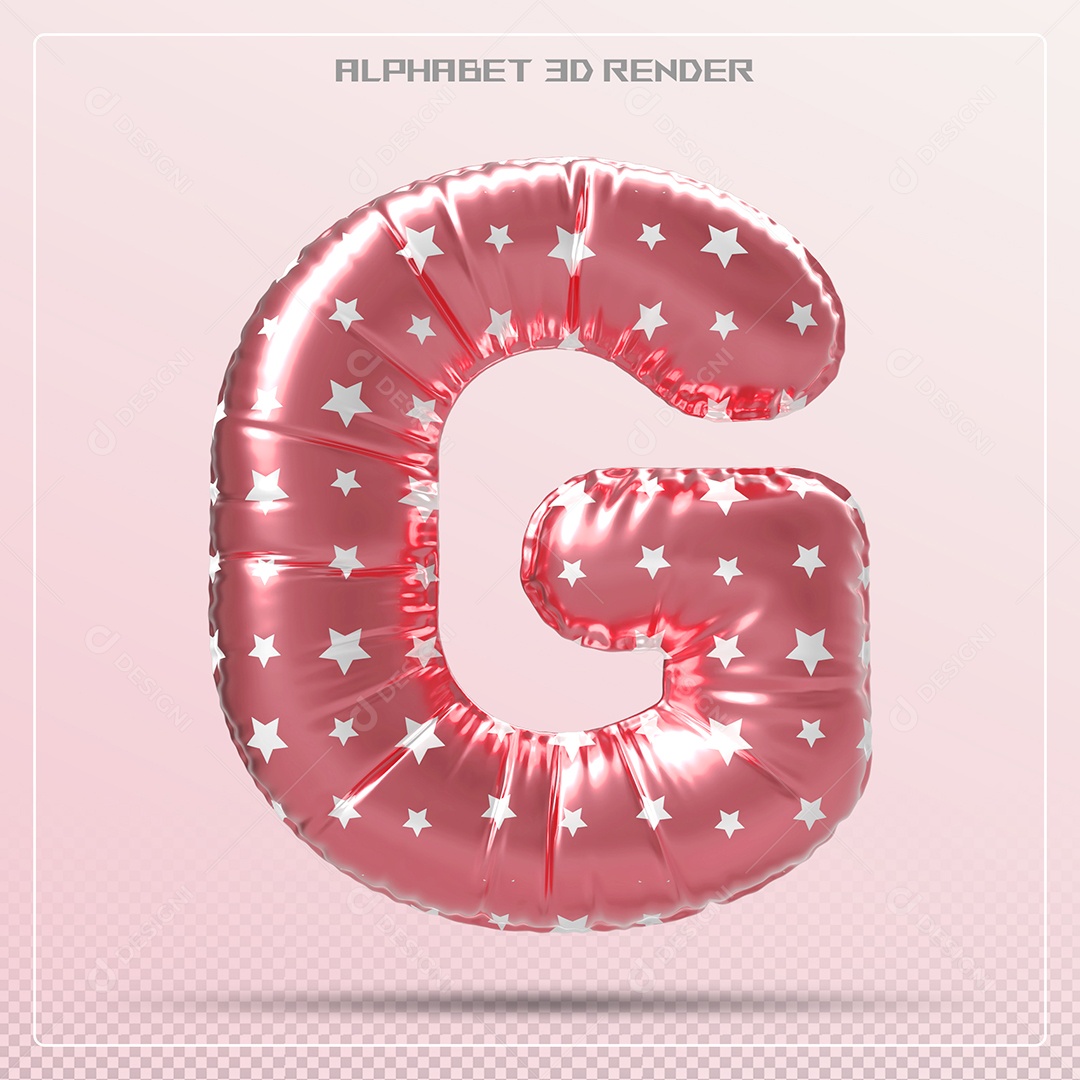 Balão Vermelho Letra G Maiúscula Elemento 3D Para Composição PSD