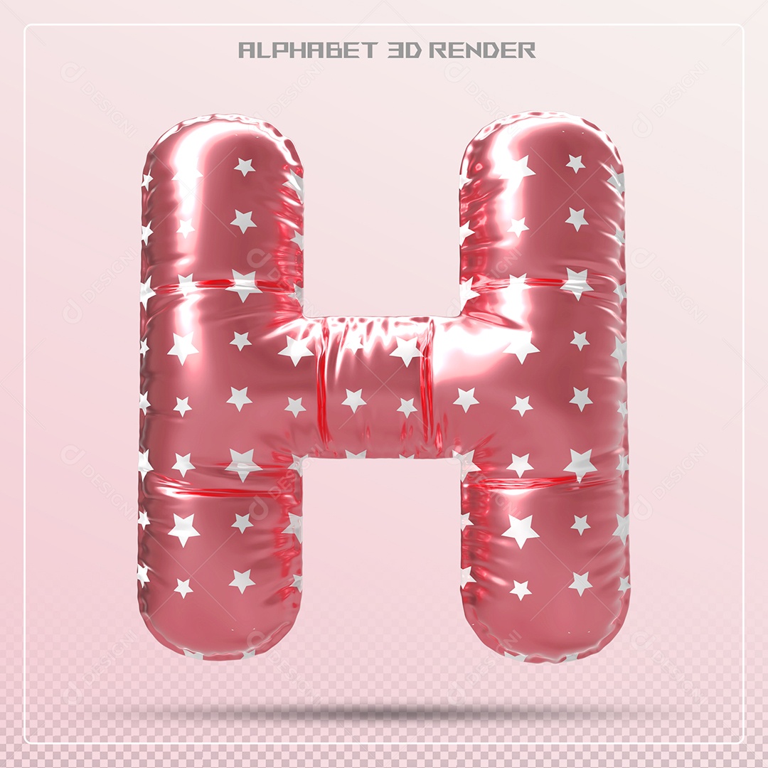 Balão Vermelho Letra H Maiúscula Elemento 3D Para Composição PSD