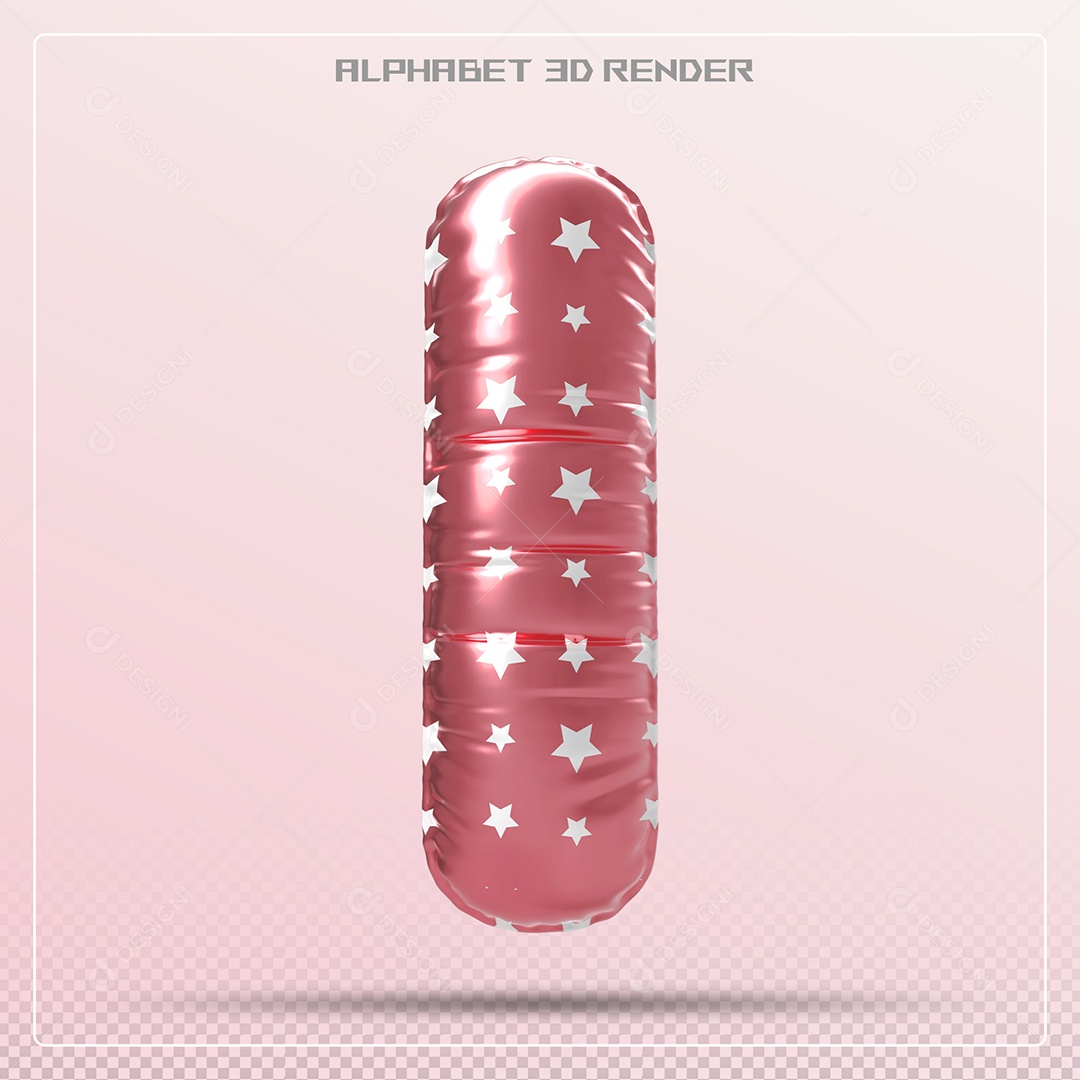 Balão Vermelho Letra IMaiúscula Elemento 3D Para Composição PSD