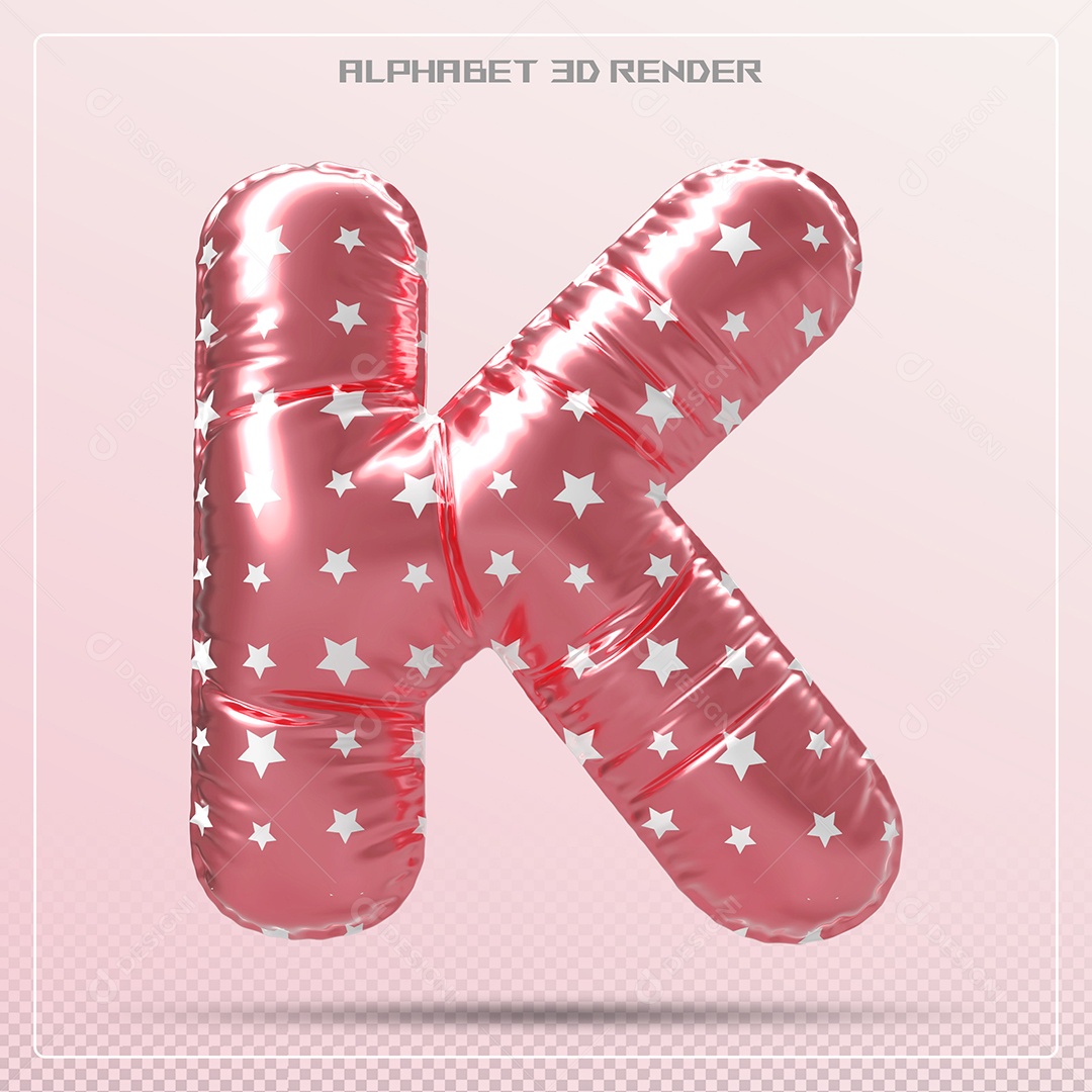 Balão Vermelho Letra K Maiúscula Elemento 3D Para Composição PSD