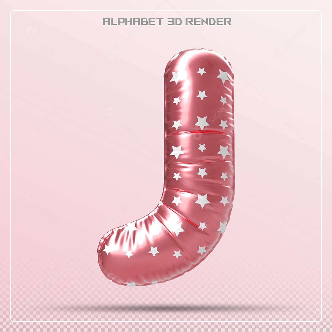 Balão Vermelho Letra J Maiúscula Elemento 3D Para Composição PSD