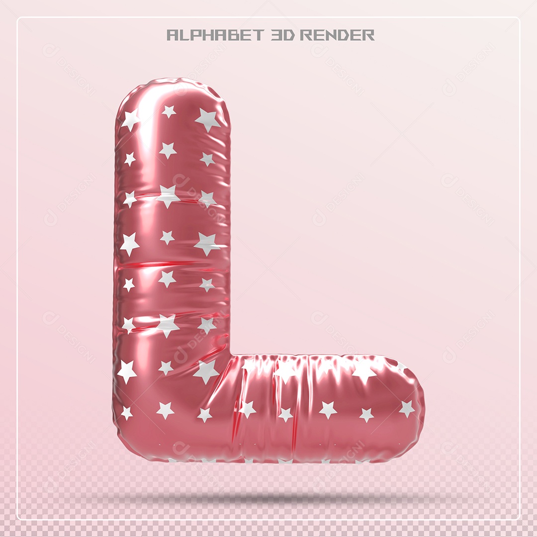 Balão Vermelho Letra L Maiúscula Elemento 3D Para Composição PSD