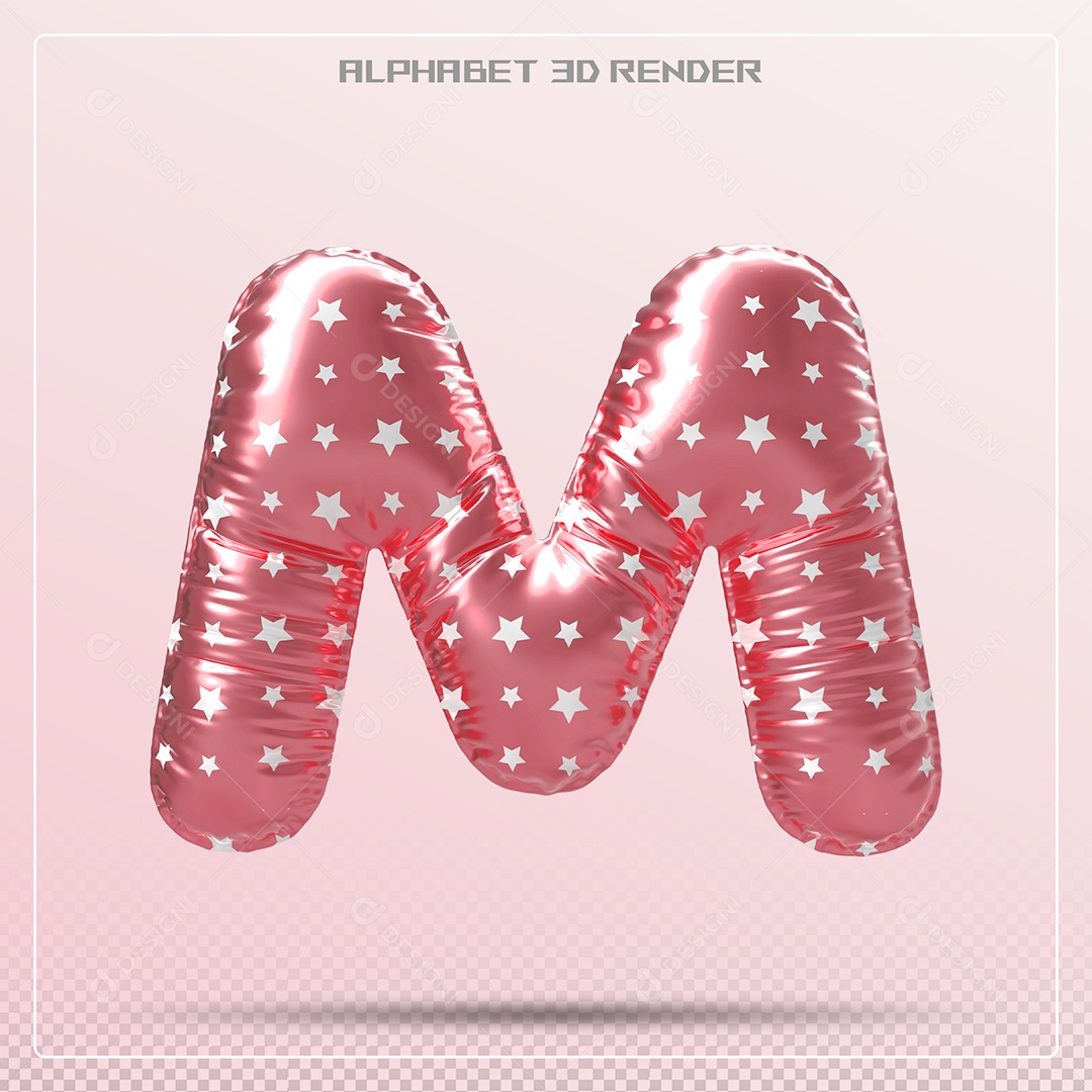 Balão Vermelho Letra M Maiúscula Elemento 3D Para Composição PSD