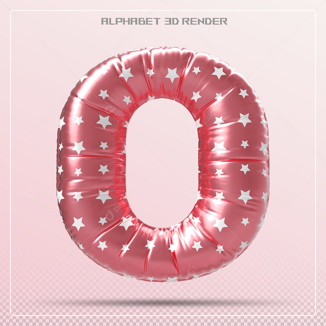 Balão Vermelho Letra O Maiúscula Elemento 3D Para Composição PSD