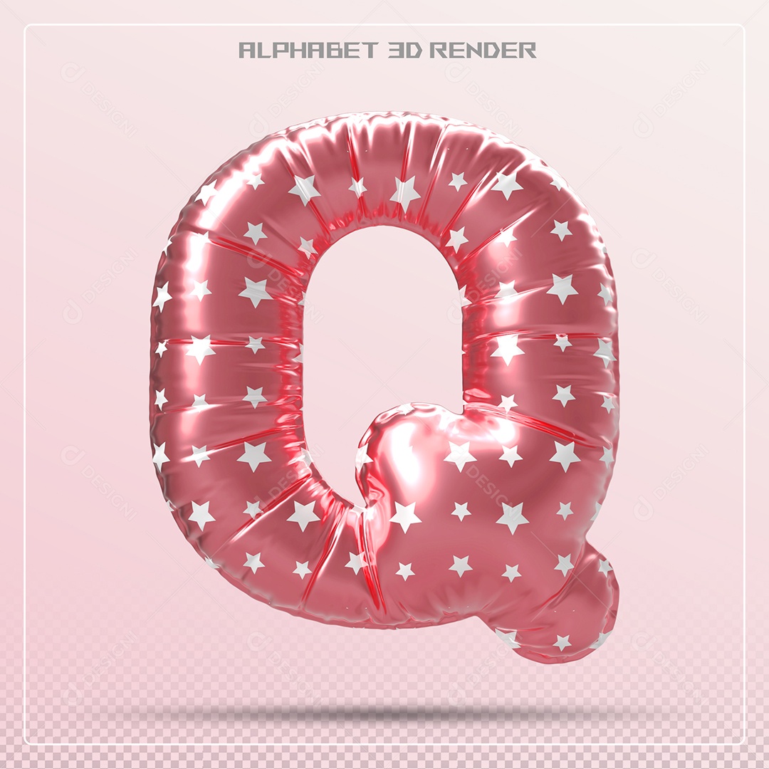 Balão Vermelho Letra Q Maiúscula Elemento 3D Para Composição PSD