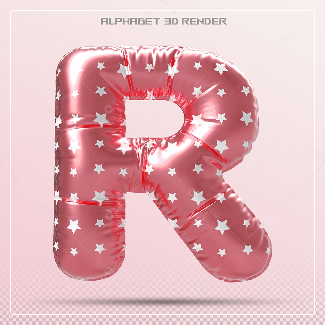 Balão Vermelho Letra R Maiúscula Elemento 3D Para Composição PSD