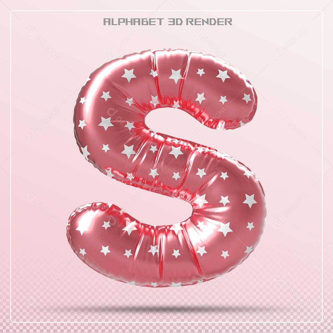 Balão Vermelho Letra S Maiúscula Elemento 3D Para Composição PSD