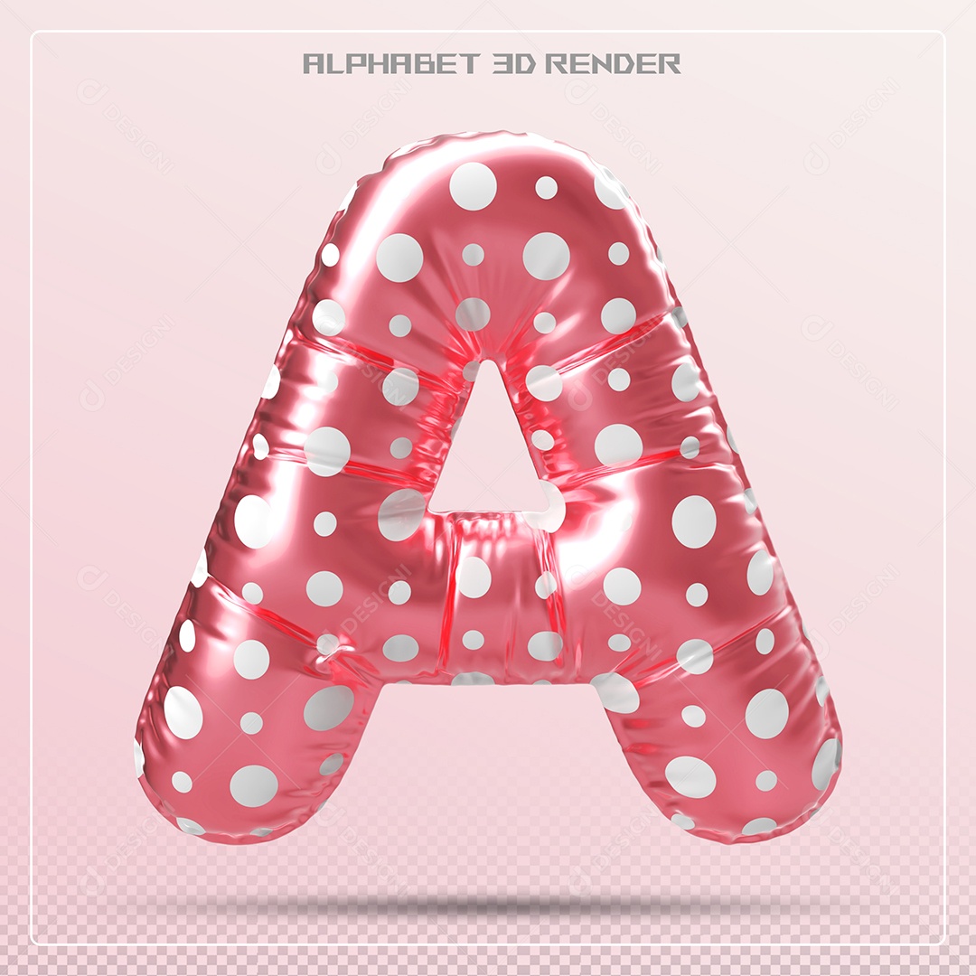 Balão Vermelho Letra A Maiúscula Elemento 3D Para Composição PSD