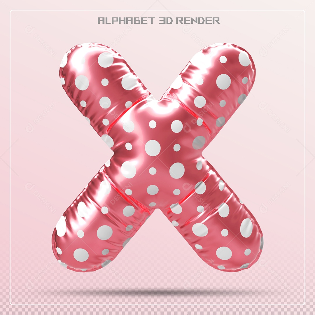 Balão Vermelho Letra X Maiúscula Elemento 3D Para Composição PSD
