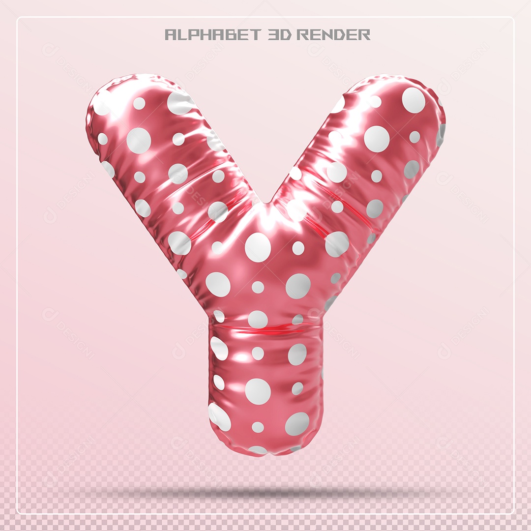 Balão Vermelho Letra Y Maiúscula Elemento 3D Para Composição PSD