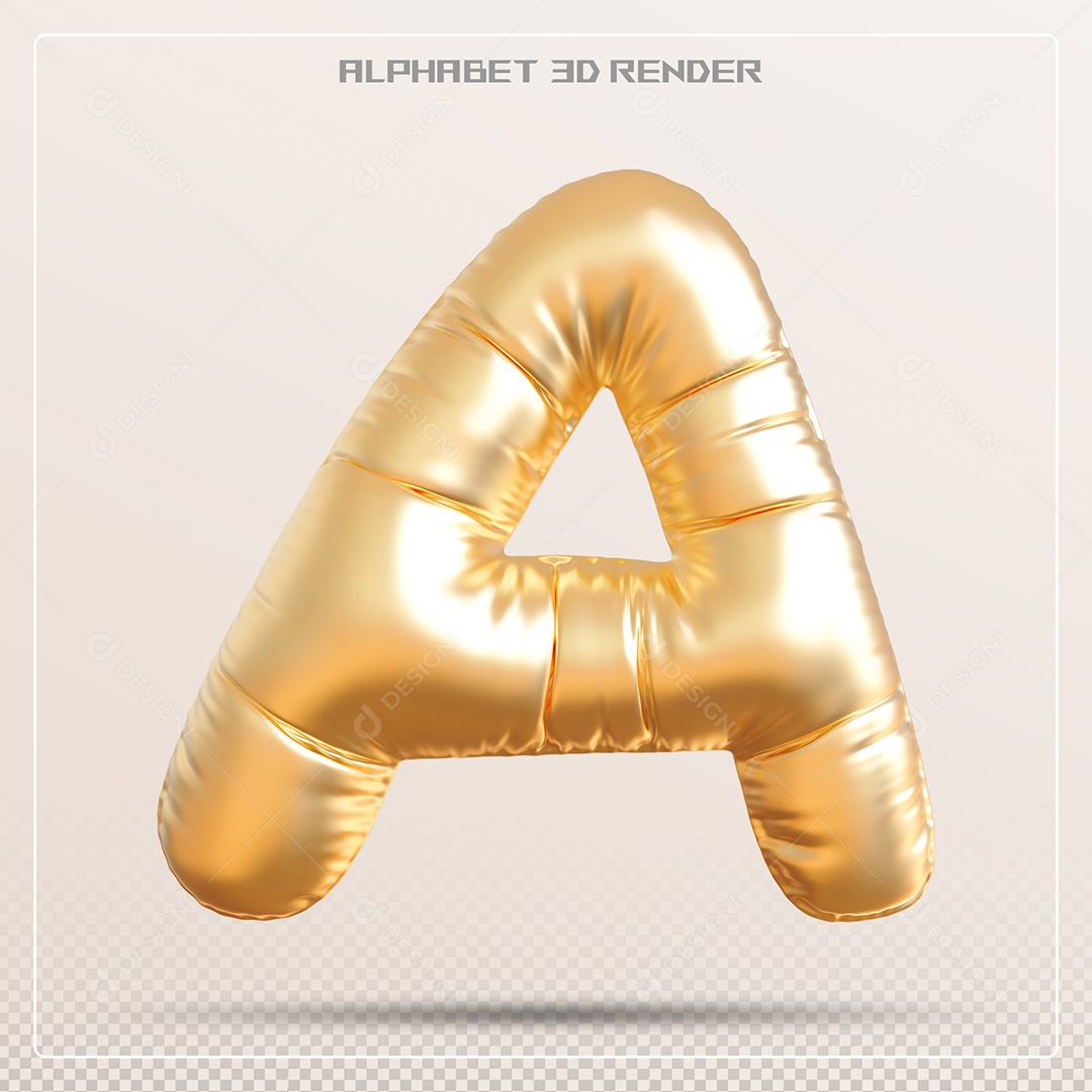 Balão Dourado Letra A Maiúscula Elemento 3D Para Composição PSD