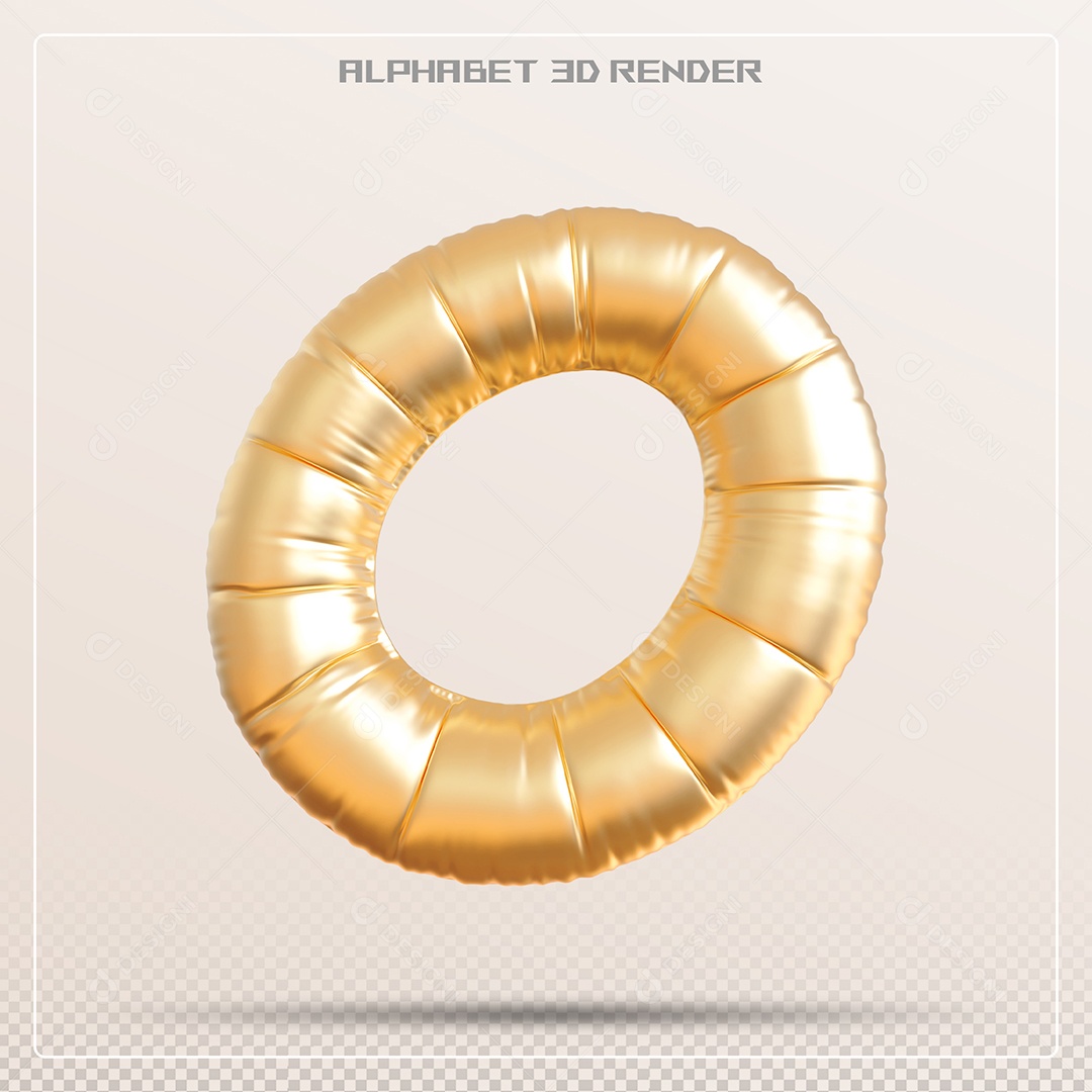 Balão Dourado Letra O Maiúscula Elemento 3D Para Composição PSD