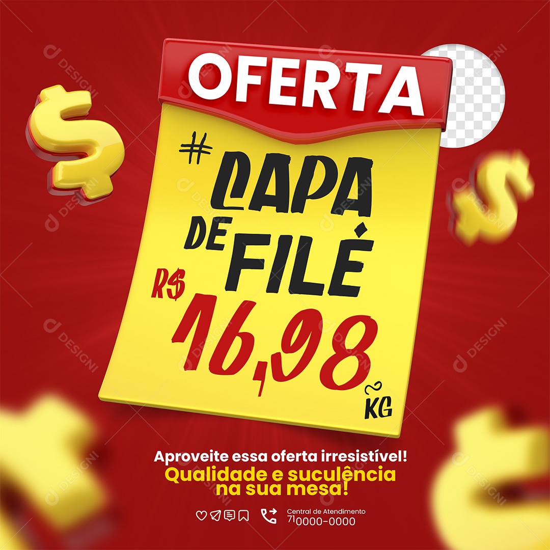 Oferta Capa De Filé Selo 3D para Composição PSD