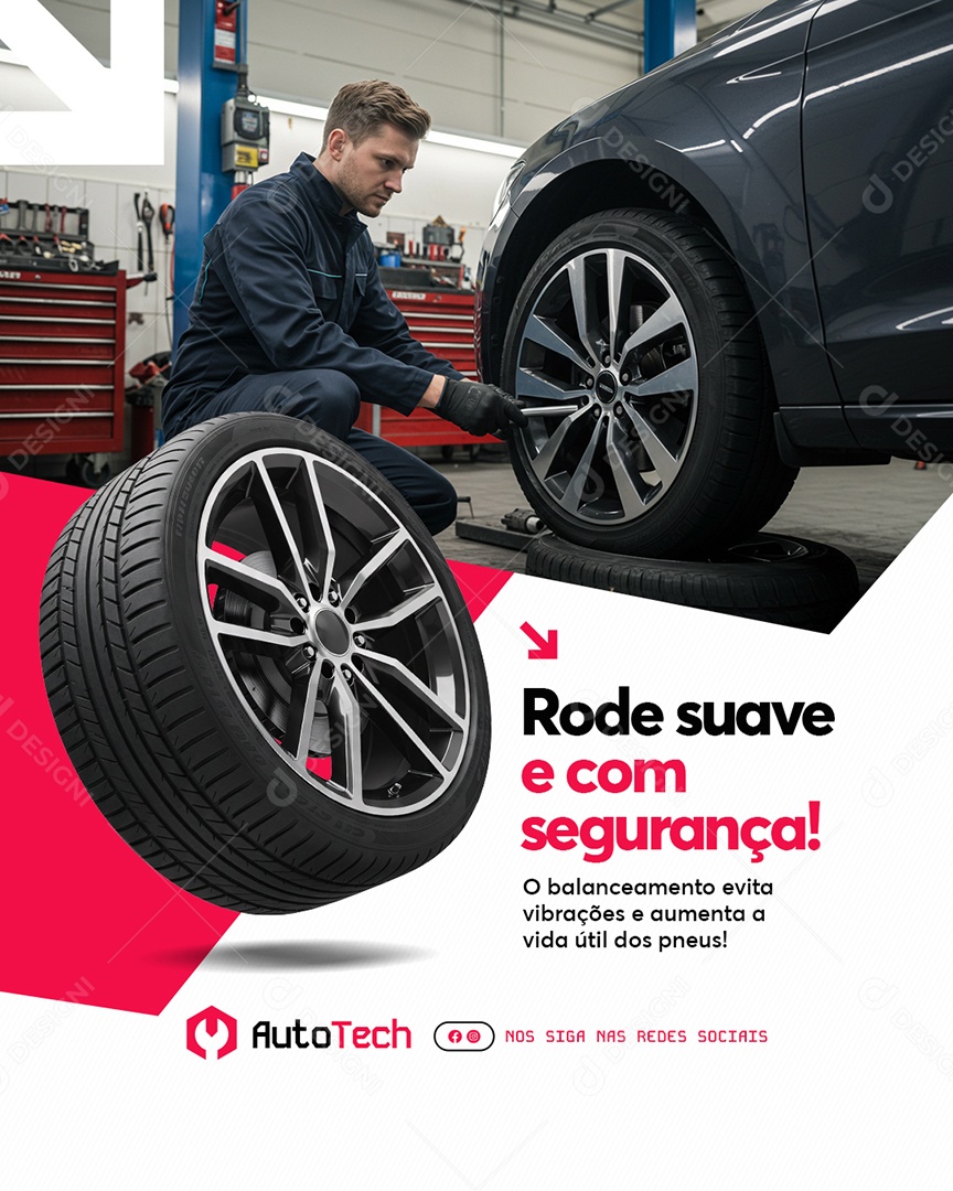 Oficina Mecânica Rode Suave e Com Segurança Social Media PSD Editável