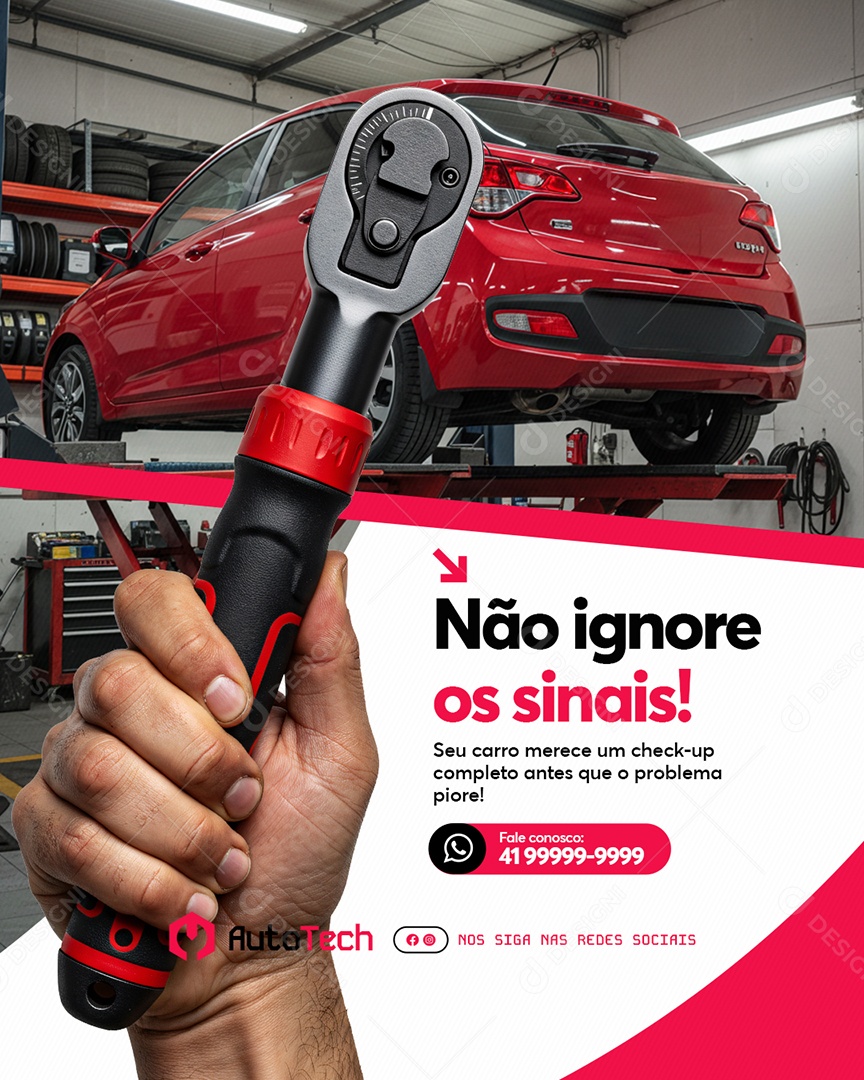 Oficina Mecânica Não Ignore os Sinais Social Media PSD Editável