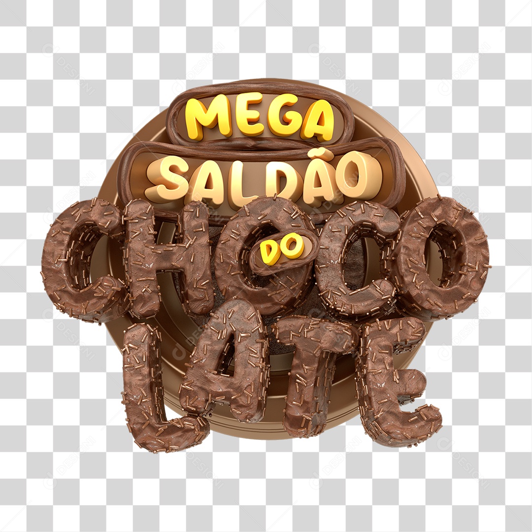Selo 3D Mega Saldão do Chocolate PNG Transparente
