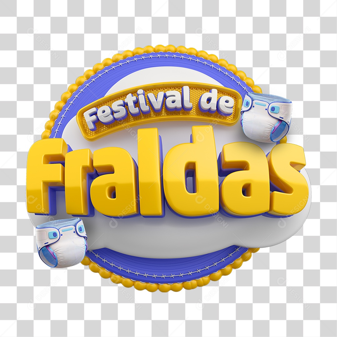 Selo 3D Festival de Fraldas PNG Transparente