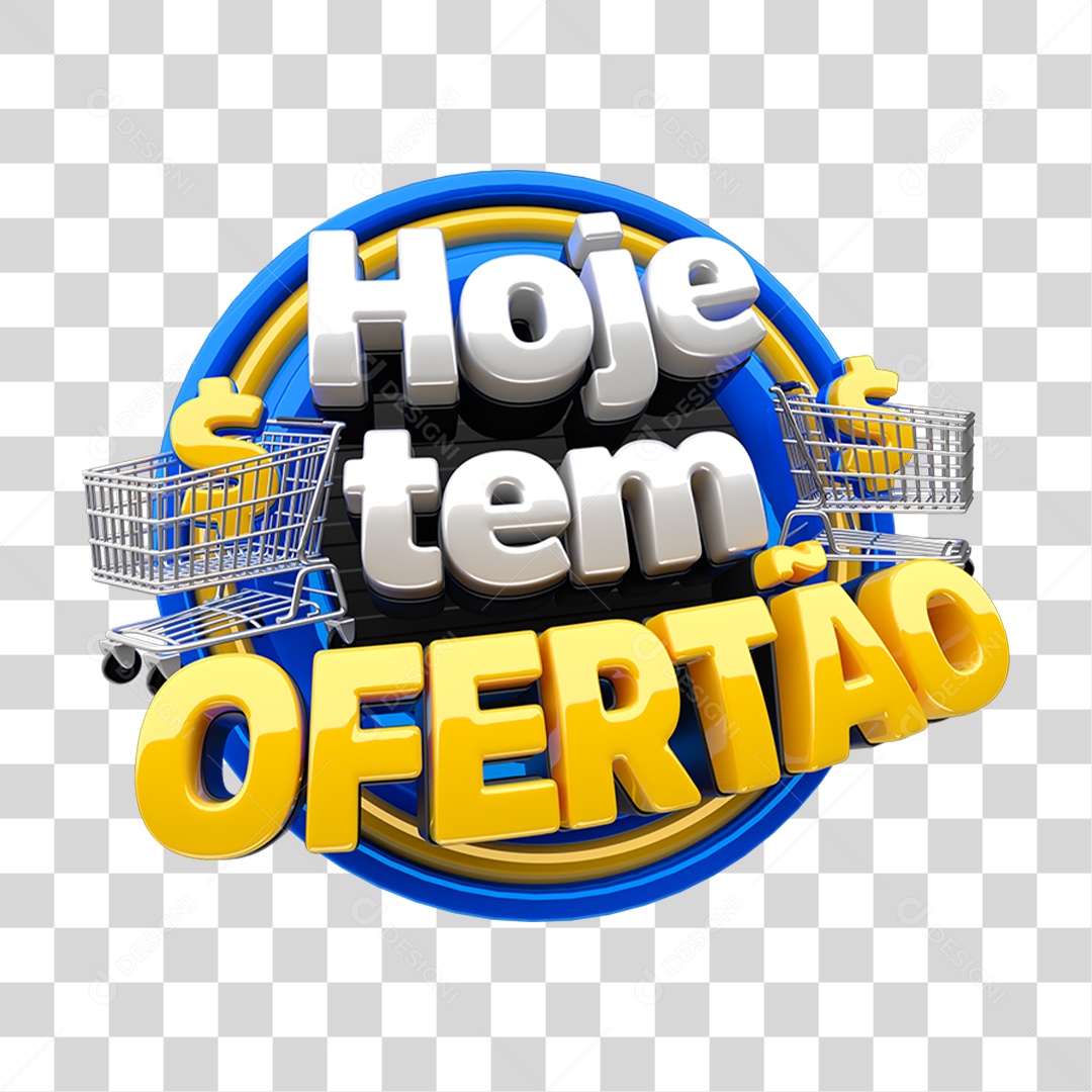 Selo 3D Hoje Tem Ofertão PNG Transparente