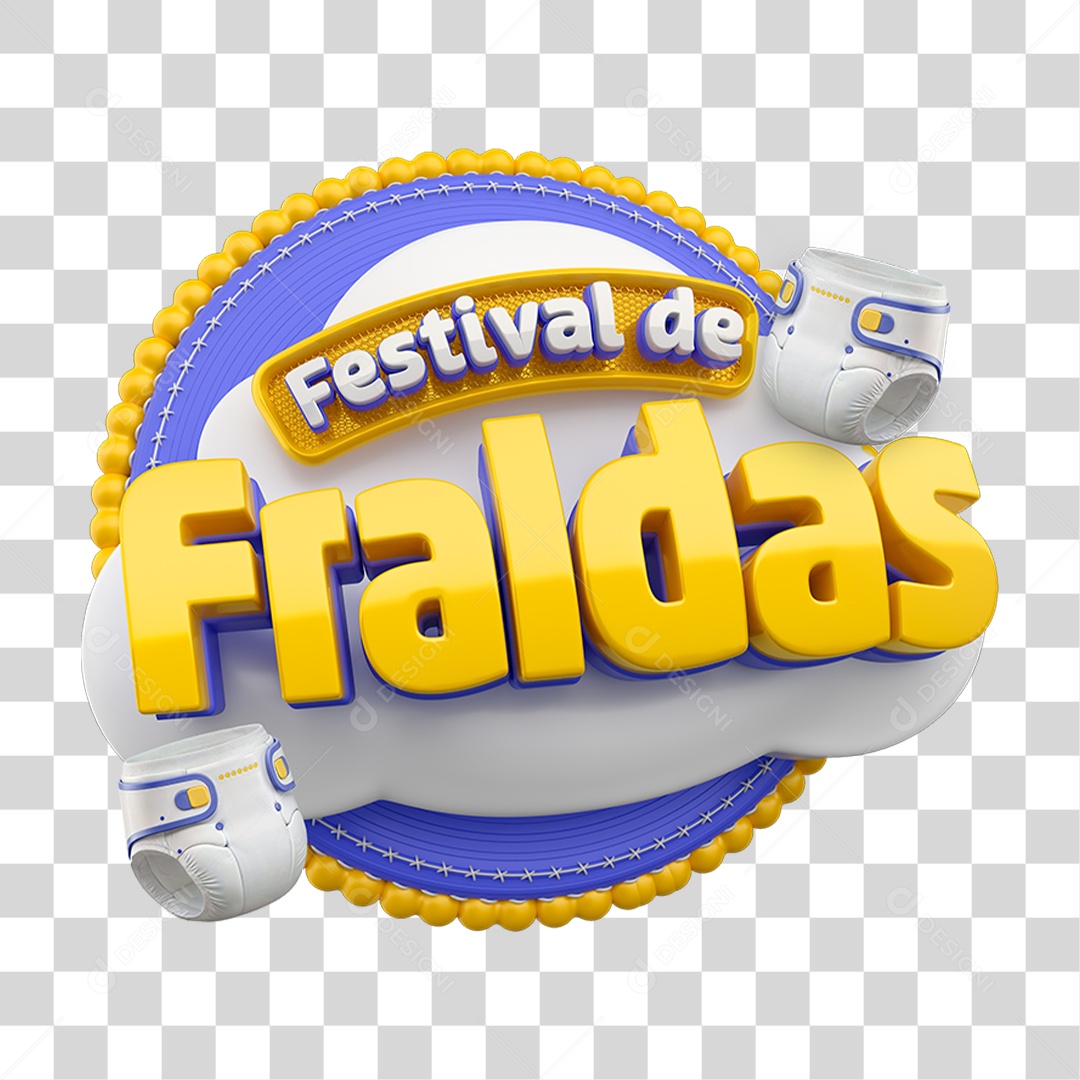 Selo 3D Festival de Fraldas PNG Transparente