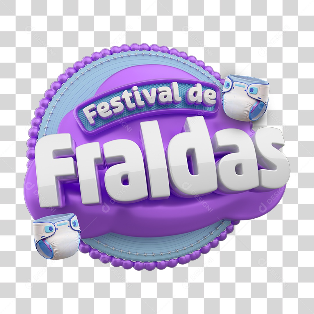 Selo 3D Festival de Fraldas PNG Transparente