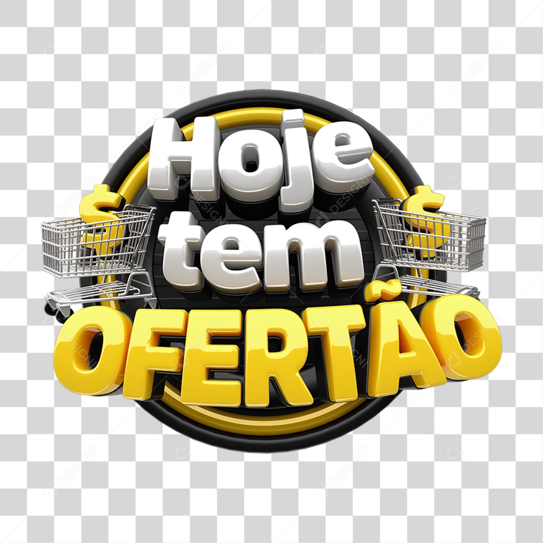 Selo 3D Hoje Tem Ofertão PNG Transparente