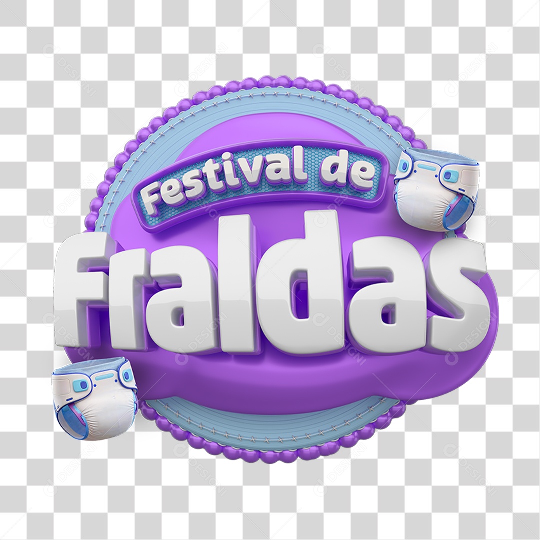 Selo 3D Festival de Fraldas PNG Transparente