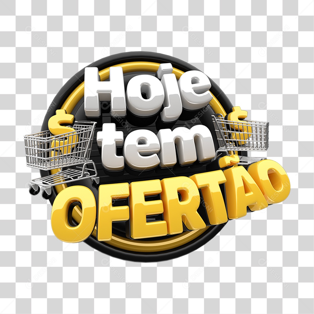 Selo 3D Hoje Tem Ofertão PNG Transparente