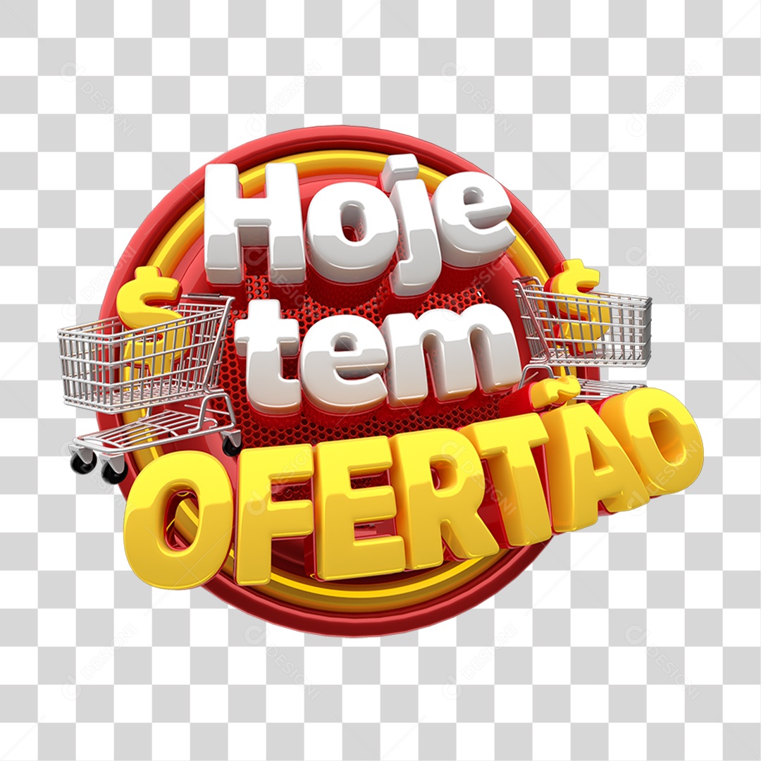 Selo 3D Hoje Tem Ofertão PNG Transparente