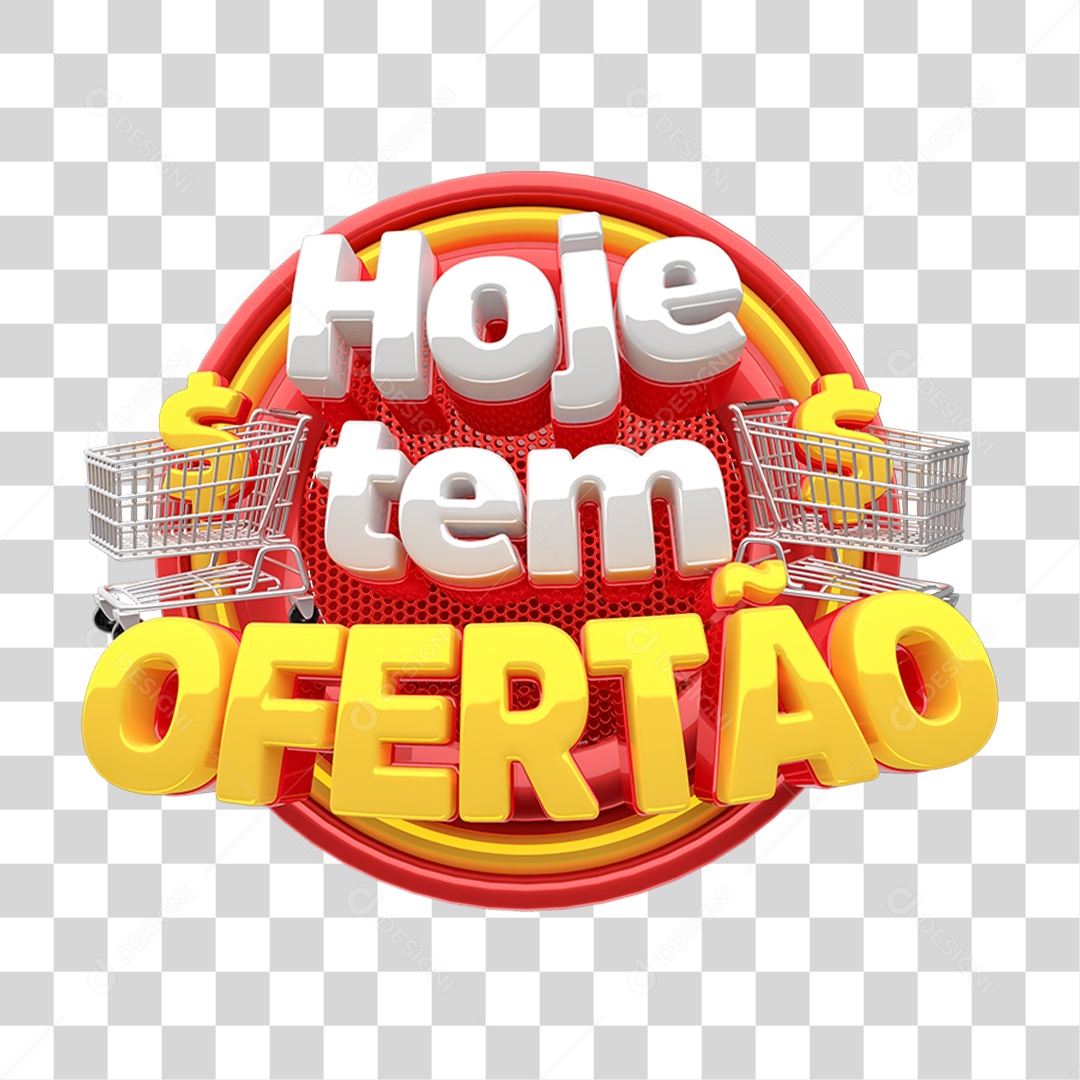 Selo 3D Hoje Tem Ofertão PNG Transparente