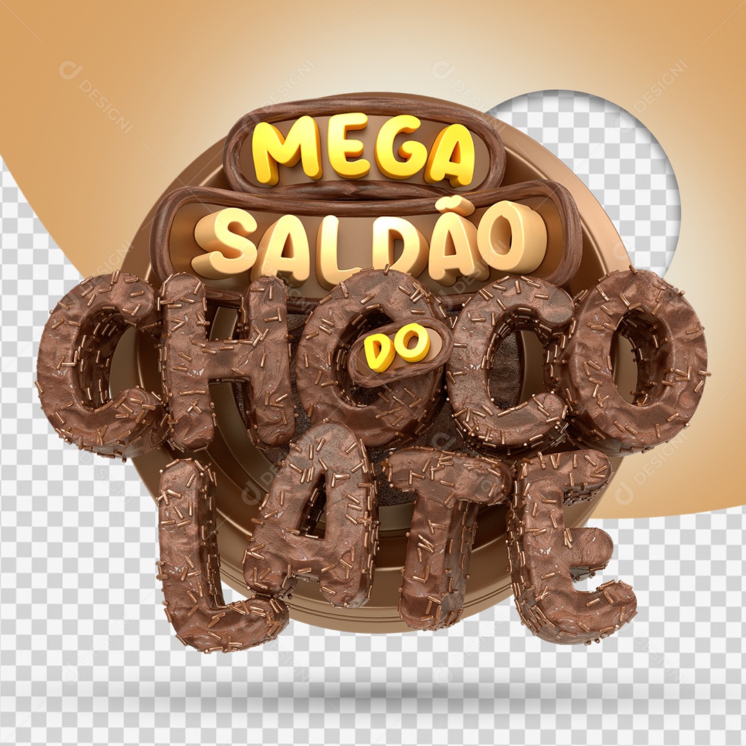 Mega Saldão Do Chocolate Selo 3D para Composição PSD