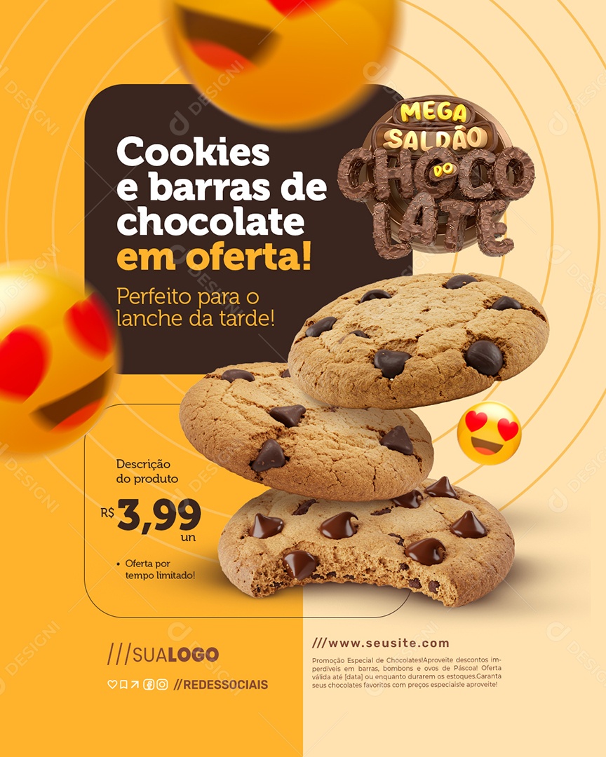 Mega Saldão Do Chocolate Doceria Cookies e Baras de Chocolate Social Media PSD Editável