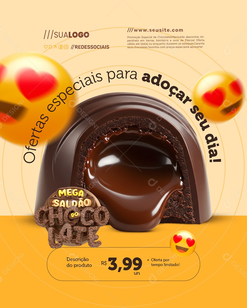 Mega Saldão Do Chocolate Doceria Ofertas Especiais Social Media PSD Editável