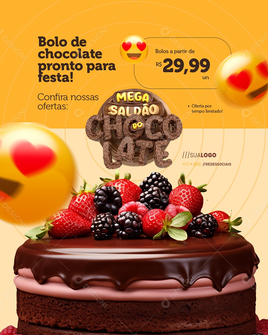 Mega Saldão Do Chocolate Doceria Bolo e Chocolate Social Media PSD Editável