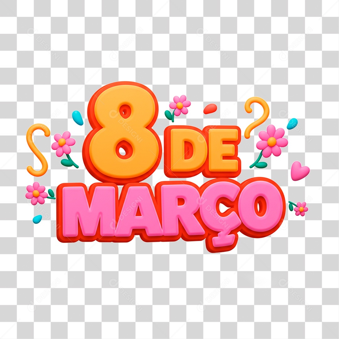Selo 3D 8 de Março PNG Transparente