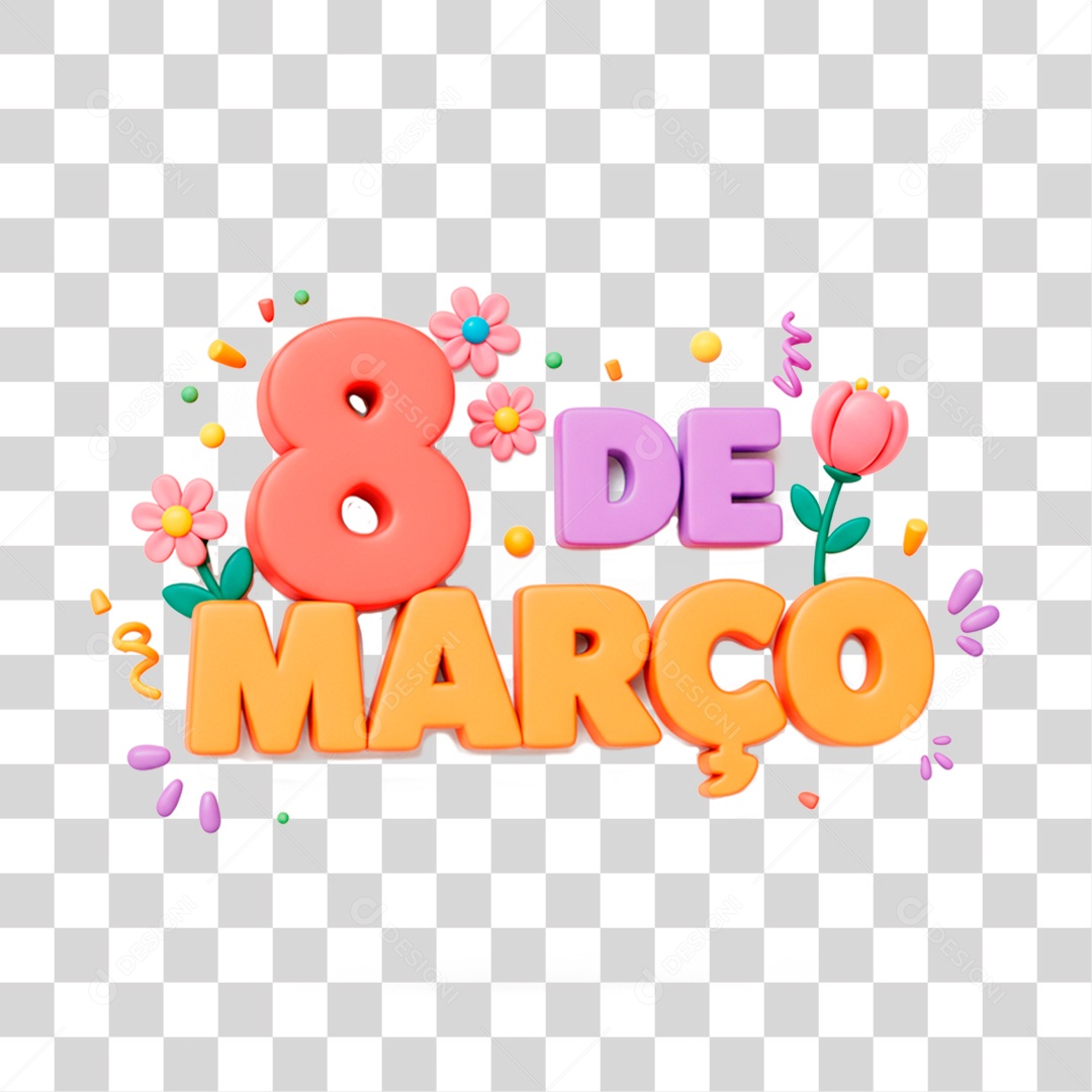Selo 3D 8 de Março PNG Transparente