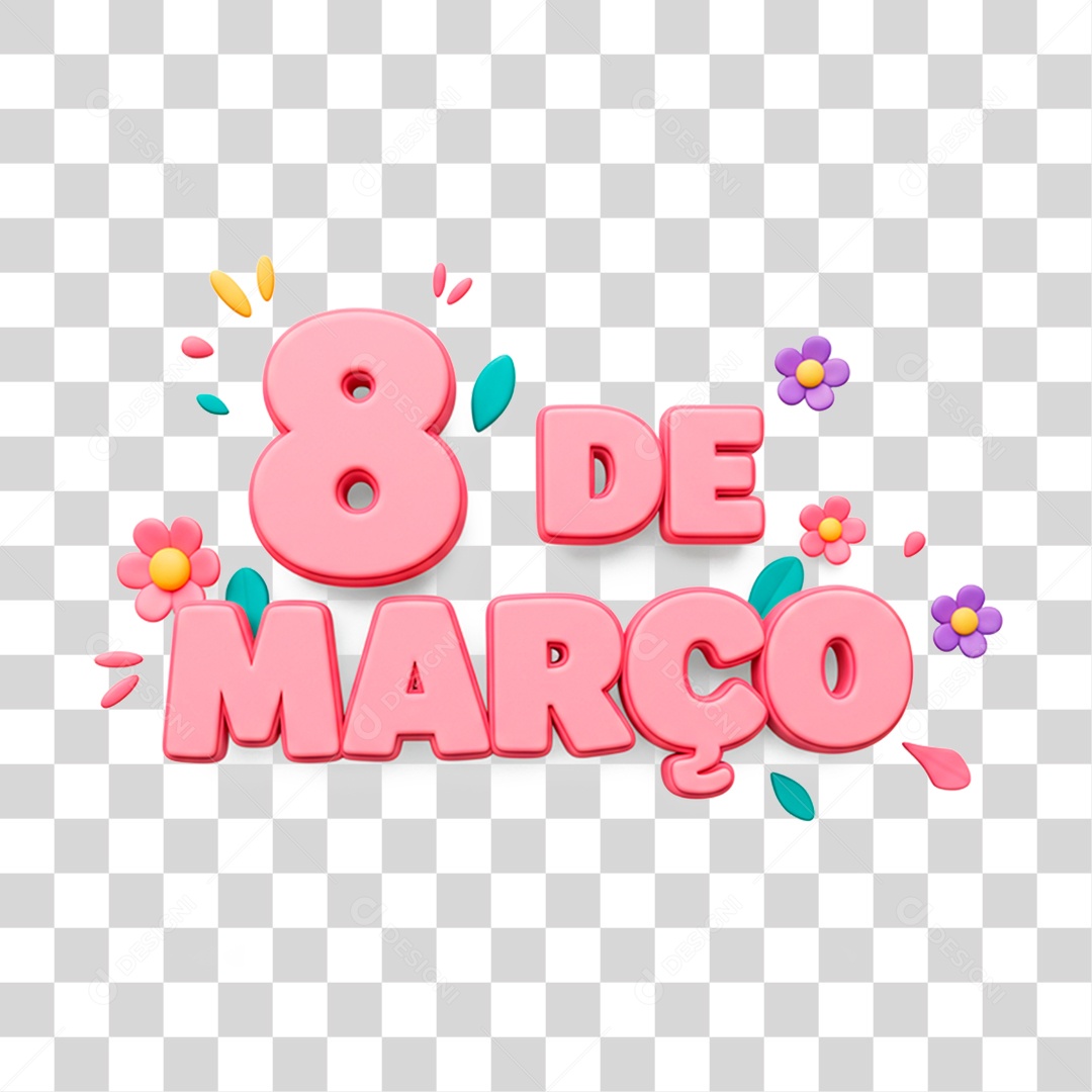 Selo 3D 8 de Março PNG Transparente
