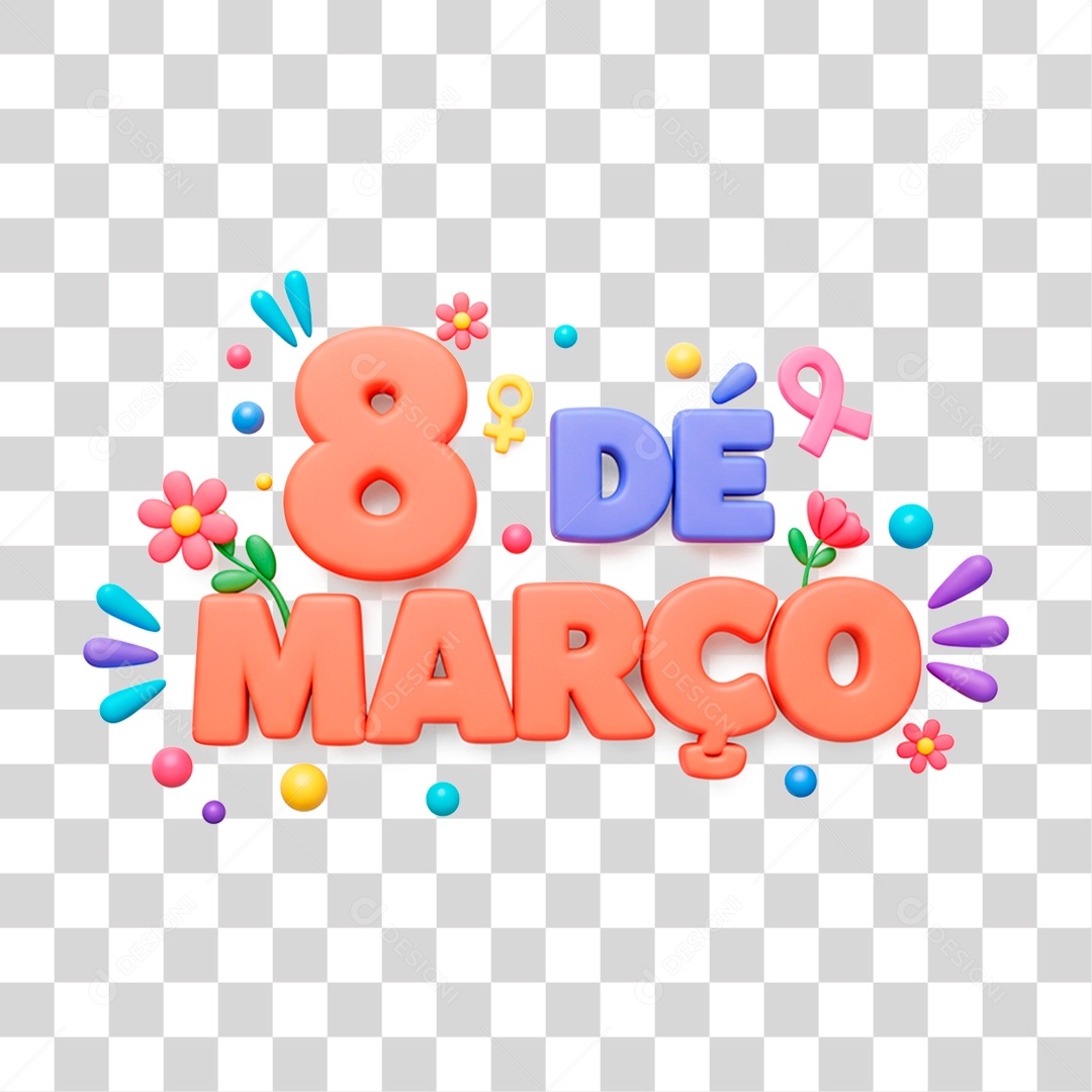Selo 3D 8 de Março PNG Transparente