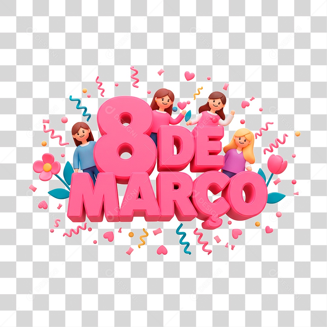 Selo 3D 8 de Março PNG Transparente