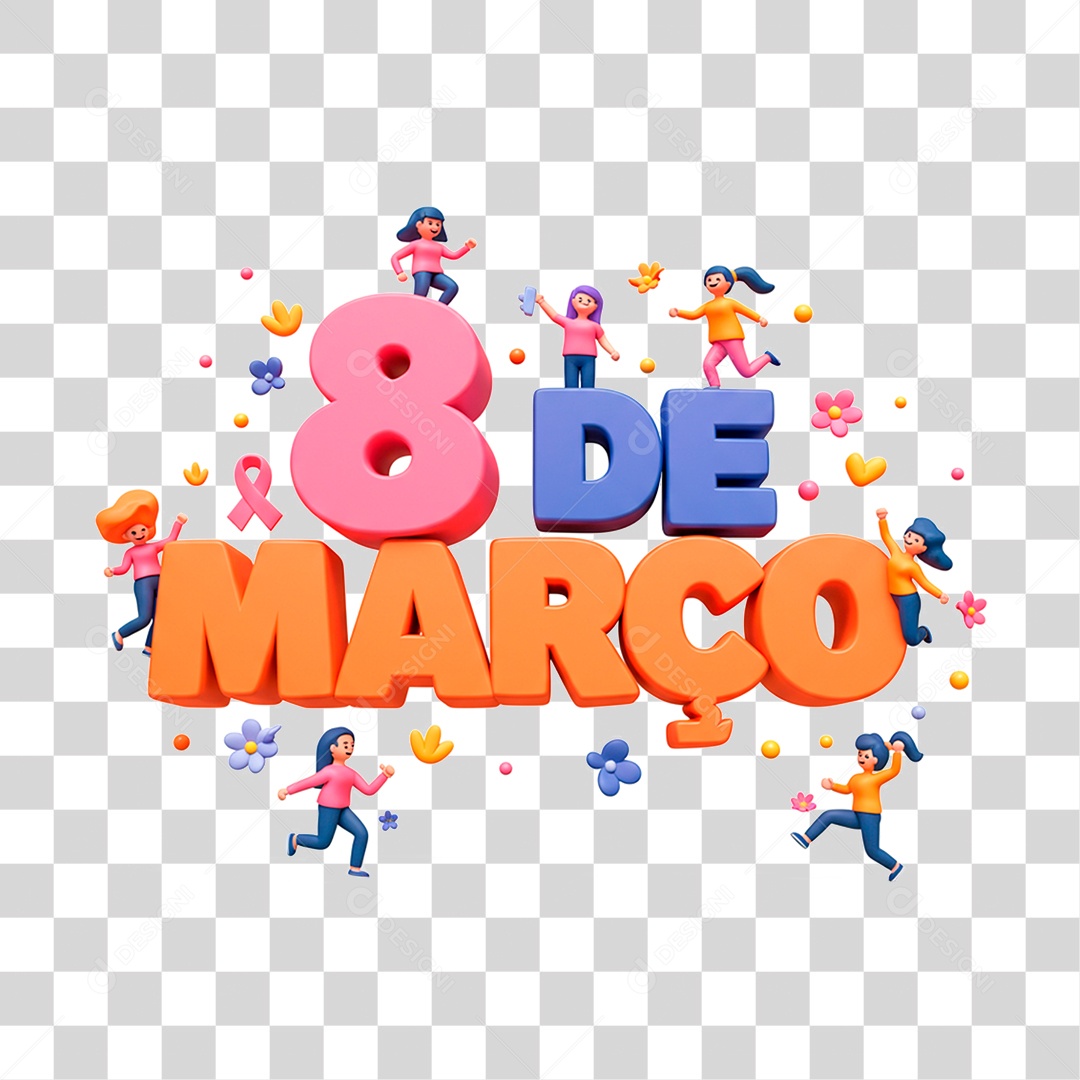 Selo 3D 8 de Março PNG Transparente