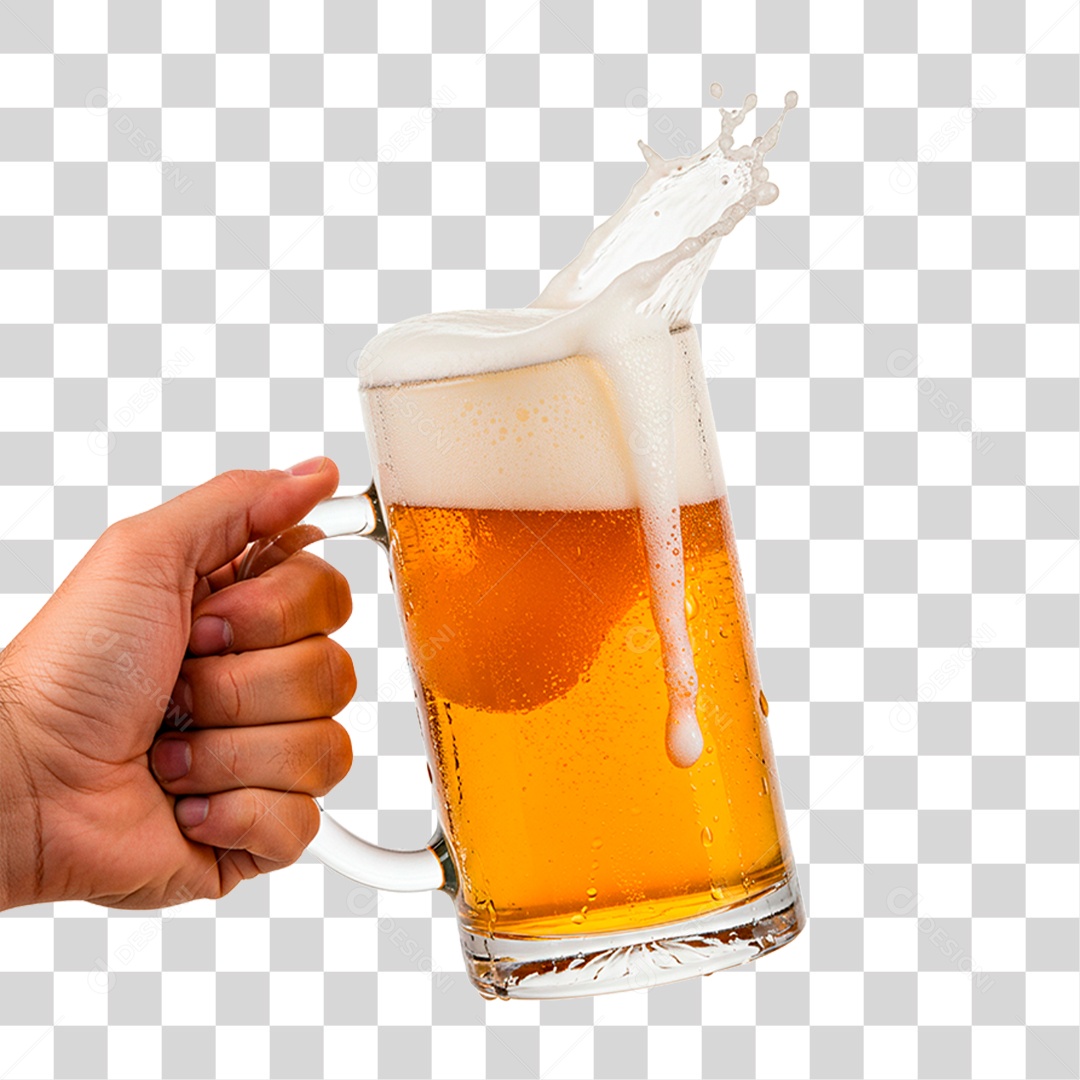 Mão Segurando Copo de Cerveja PNG Transparente