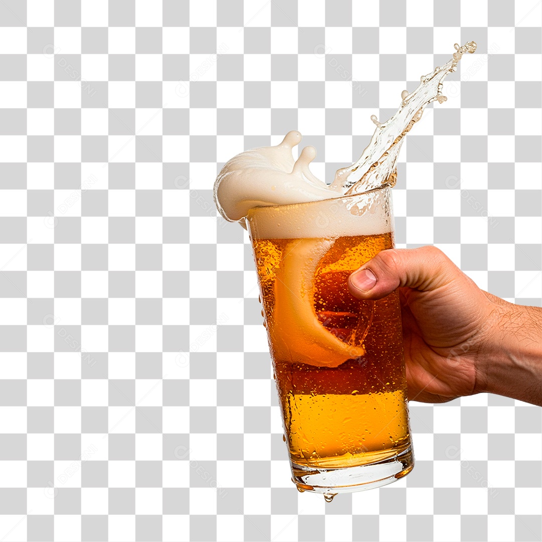 Mão Segurando Copo de Cerveja PNG Transparente
