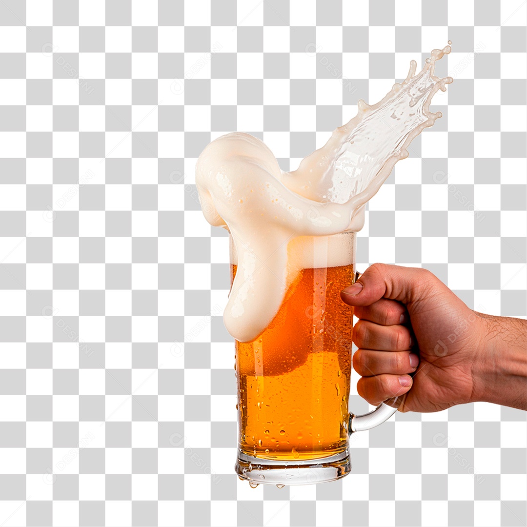 Mão Segurando Copo de Cerveja PNG Transparente