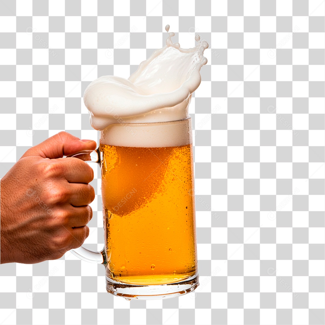 Mão Segurando Copo de Cerveja PNG Transparente